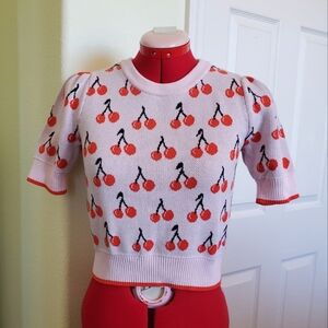 On 34th Light Pink Semi-Cropped Orange Cherry Sweater